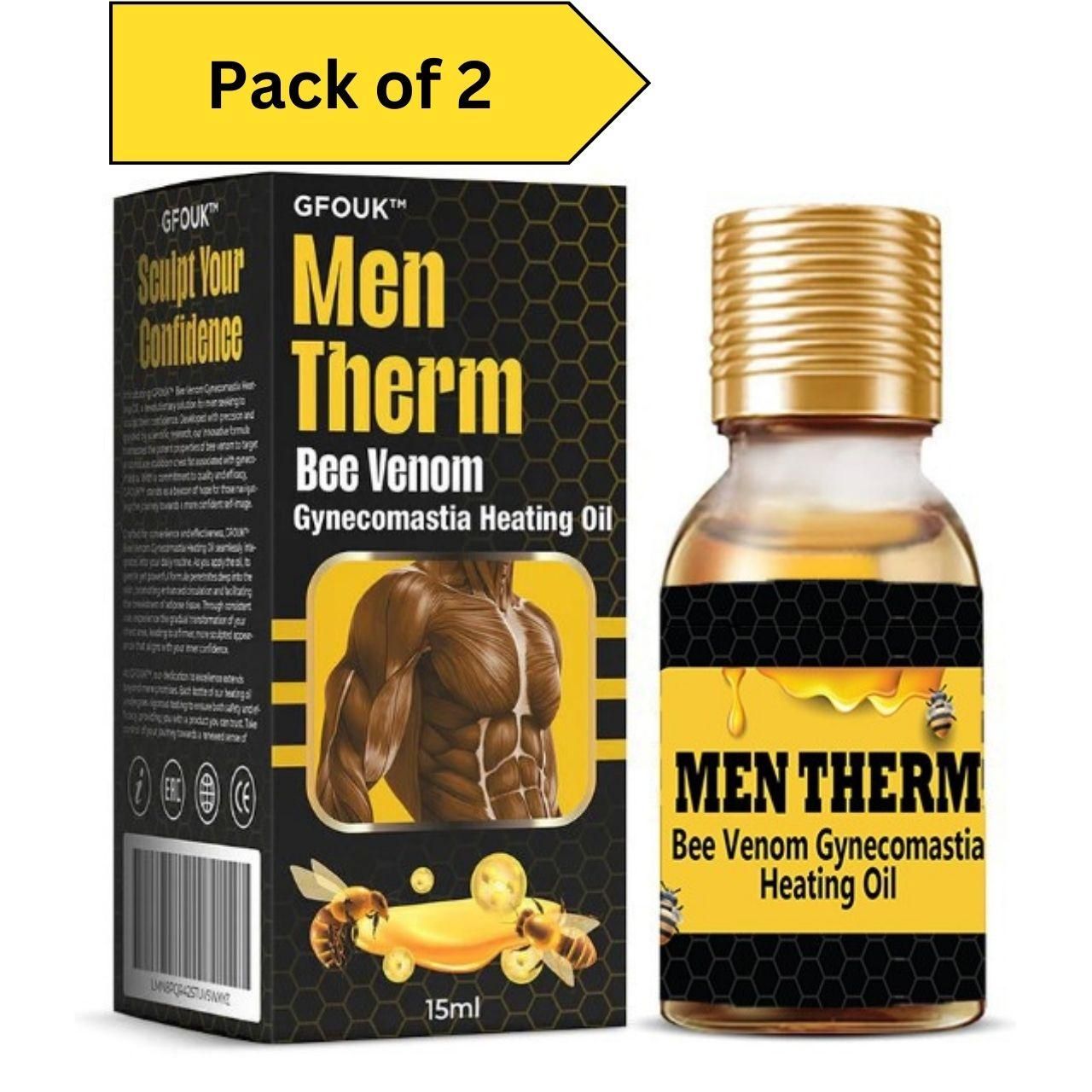 🐝 GFOUK™ Men Therm Bee Venom Gynecomastia Heating Oil (Pack of 2 - 15ml Each)